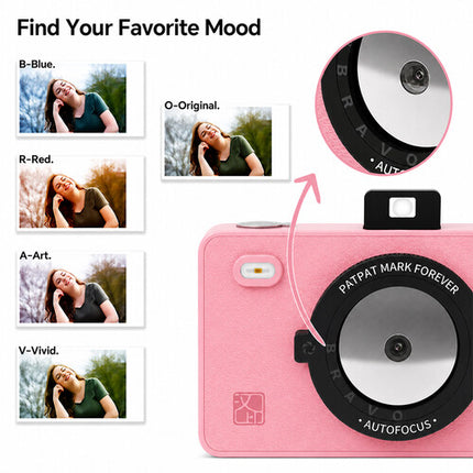 Hanin M5S Cámara Instantánea Rosa con Kit de Película 20 Exposiciones 2MP 300 dpi