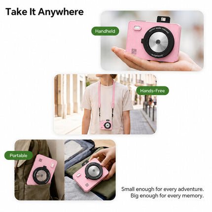 Hanin M5S Cámara Instantánea Rosa con Kit de Película 20 Exposiciones 2MP 300 dpi