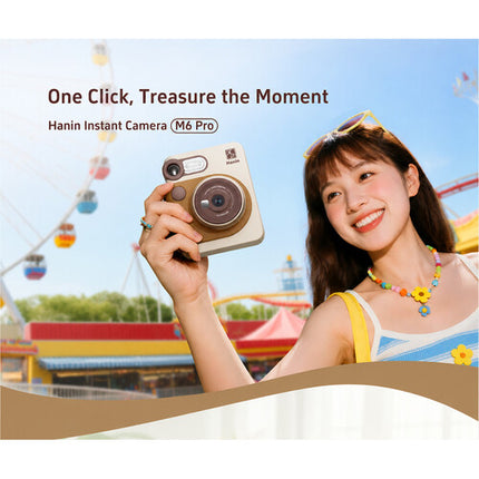 Cámara Instantánea Hanin M6 Pro 2MP Pantalla 1.8" Kit de Películas 20 Exp. Marrón