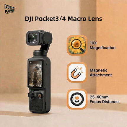 CineGearFactory Lente Macro para DJI Osmo Pocket 3 y 4 10x 0.98-1.6