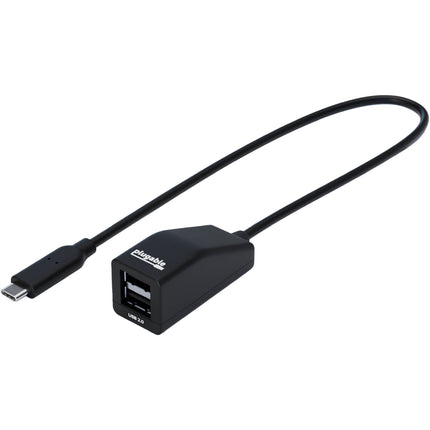 Plugable USB-C a Hub Dual USB-A 2.0 con cable de 11.8 pulgadas USB 2.0