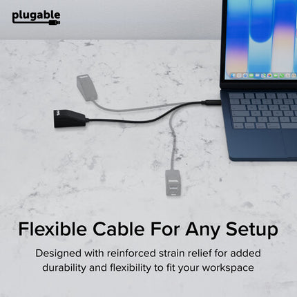 Plugable USB-C a Hub Dual USB-A 2.0 con cable de 11.8 pulgadas USB 2.0