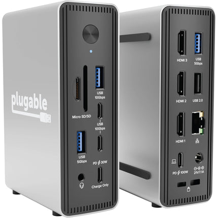 Plugable Docking Station USB-C 15 en 1 Triple Display 100W 2.5GbE
