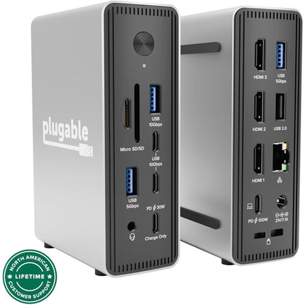 Plugable Docking Station USB-C 15 en 1 Triple Display 100W 2.5GbE
