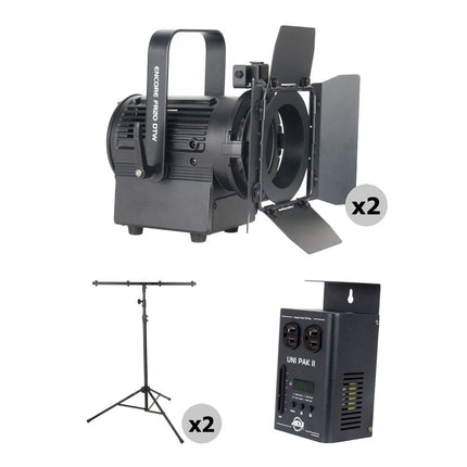 ADJ Starter Stream PAK Kit Iluminación LED Fresnel con Dimmer y Soportes 9'