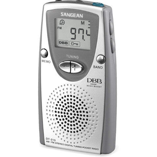Sangean DT-210 Radio Portátil AM/FM Estéreo Túnel Digital 25 Memorías Auriculares