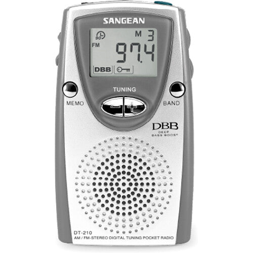 Sangean DT-210 Radio Portátil AM/FM Estéreo Túnel Digital 25 Memorías Auriculares