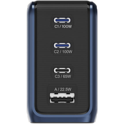 Cargador USB BMX GanSta Pixel 100W 4 Puertos con Pantalla LED Azul y Adaptadores Reino Unido UE Australia