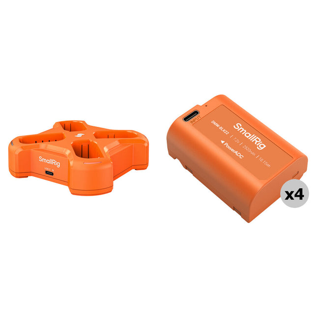 SmallRig DMW-BLK22 Kit de 4 baterías 2520mAh con cargador USB-C