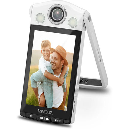 Minolta MN4KFLIP Cámara para Vlogging 64MP 4K con Soporte y Tarjeta 32GB