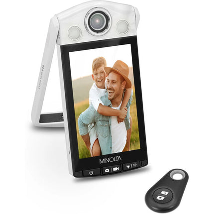 Minolta MN4KFLIP Cámara para Vlogging 64MP 4K con Soporte y Tarjeta 32GB