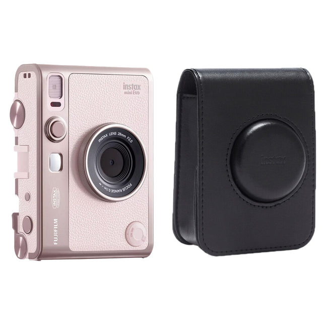 FUJIFILM instax mini EVO Cámara Instantánea Híbrida con Estuche Rosa Suave