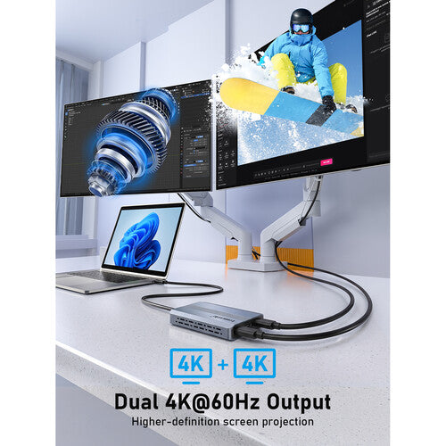 Lemorele Estación de Acoplamiento USB-C 3 en 1 con 100W PD y Doble Salida 4K60