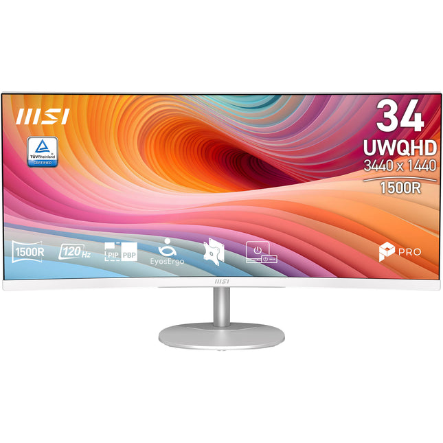 MSI PRO MP341CQW Monitor Curvo Ultrapanorámico 34" 1440p 120 Hz HDR Blanco