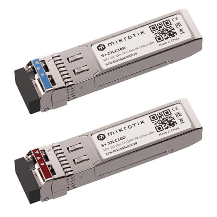 MikroTik S+2733LC10D Transceptor SFP+ 10G Monomodo 6.2 Millas Par