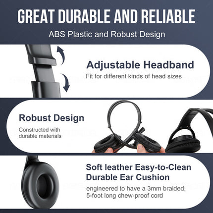 TechProtectus Auriculares Over-Ear con Cancelación de Ruido Cable 5 pies