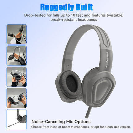 TechProtectus Auriculares Over-Ear con Cancelación de Ruido 3.5mm y Micrófono Integrado