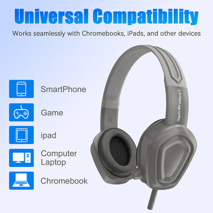 TechProtectus Auriculares Over-Ear con Cancelación de Ruido 3.5mm y Micrófono Integrado