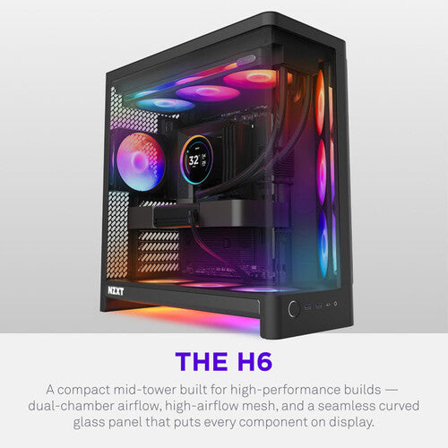 NZXT H6 RGB+ 2026 Caja Mini Torre ATX Negro Panel Cristal Templado