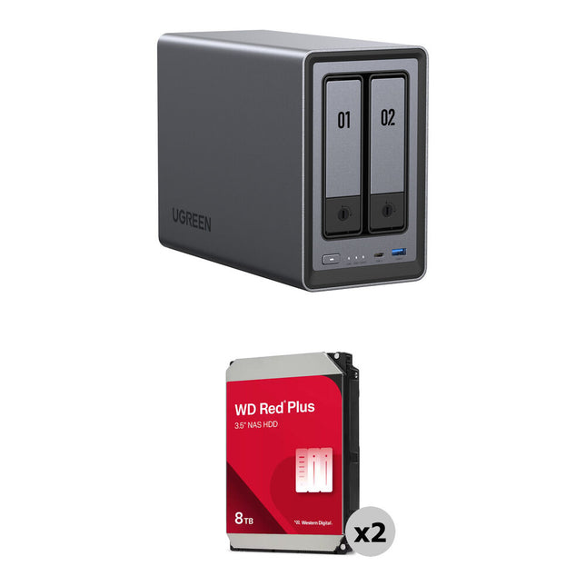 UGREEN 16TB NASync DXP2800 NAS con 2x8TB SATA III 5640 rpm 2 Bahías