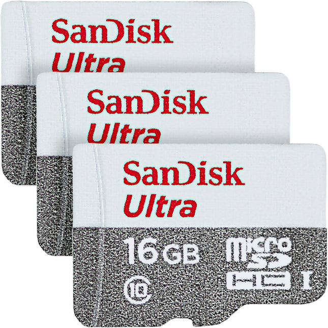 SANDISK 16GB Ultra UHS-I microSDHC tarjeta memoria 80MBs lectura 3 unidades