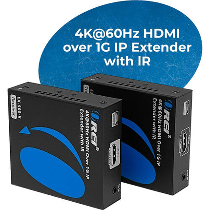 OREI EX-500-K Extensor HDMI 4K60 sobre IP con KVM IR 394 pies