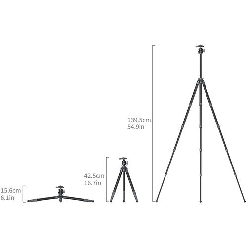 SmallRig Ultralight Trípode Fotografía Fibra Carbono 53.5" 11 lb Cabezal Bola