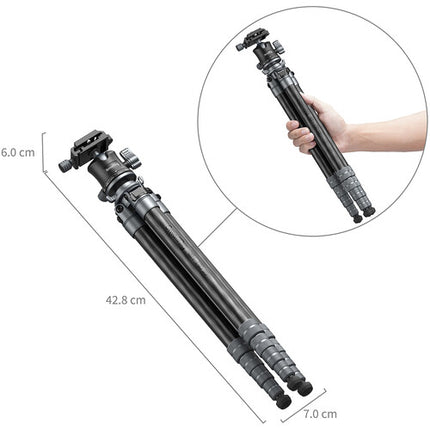 SmallRig Ultralight Trípode Fotografía Fibra Carbono 53.5" 11 lb Cabezal Bola