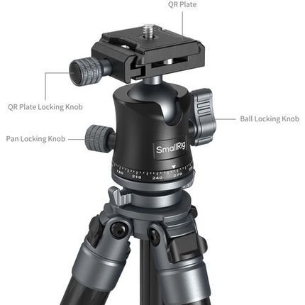 SmallRig Ultralight Trípode Fotografía Fibra Carbono 53.5" 11 lb Cabezal Bola