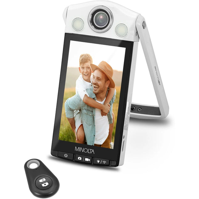 Minolta MN4KFLIP Cámara para Vlogging 64MP 4K con Soporte y Tarjeta 32GB