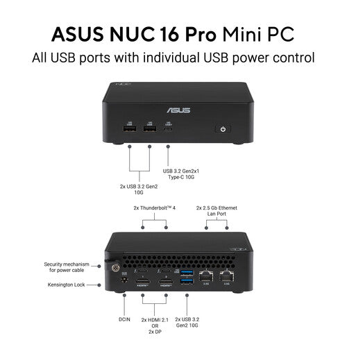 ASUS NUC 16 Pro Mini PC Intel Core 16 núcleos 32GB RAM 1TB SSD con soporte VESA