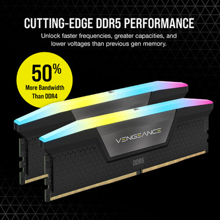 CORSAIR 32GB VENGEANCE RGB DDR5 6000 MT/s Memoria UDIMM 2x16GB negra