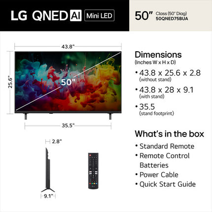 LG QNED75B TV Mini LED 50" 4K UHD HDR10 60Hz Smart webOS 26