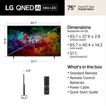 LG QNED75B TV Mini LED 75" 4K UHD HDR10 60Hz Smart webOS 26