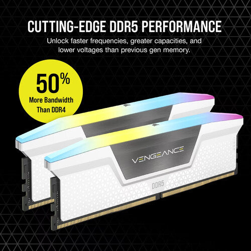 CORSAIR 32GB VENGEANCE RGB DDR5 6000 MT/s Kit de Memoria UDIMM 2x16GB Blanco