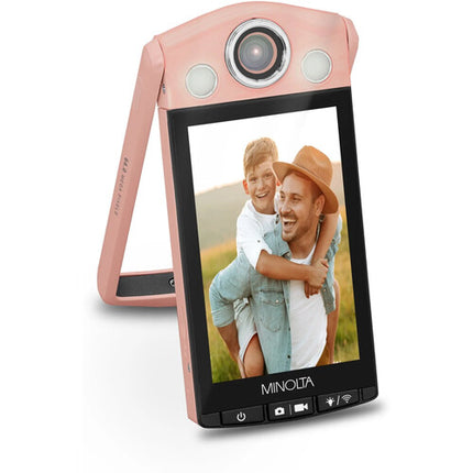 Minolta MN4KFLIP Cámara Vlogging 64MP 4K Pantalla Táctil 3.5 Pulgadas Rosa