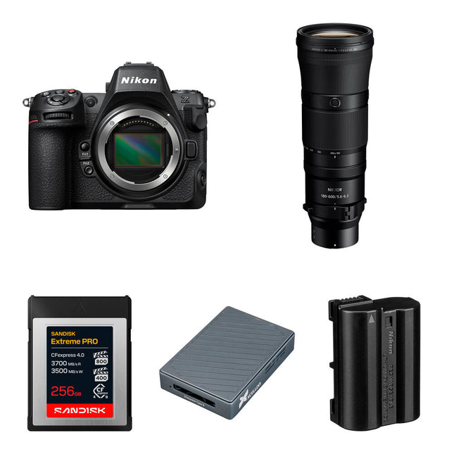 Nikon Z8 Cámara sin Espejo 45.7MP 493Puntos AF 180-600mm VR Kit Essentials+