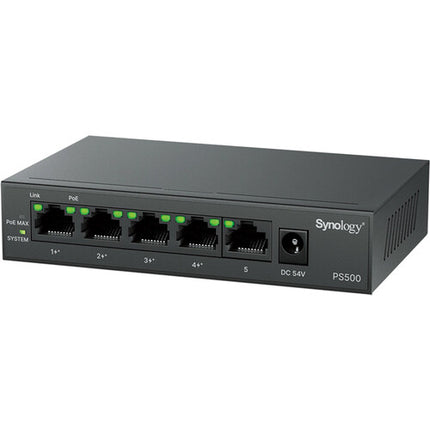 Synology PS500 Switch Gigabit 5 Puertos 4 PoE+ 60W Presupuesto de Energía