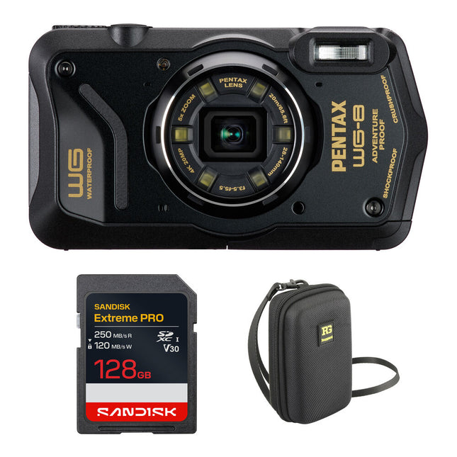 Ricoh PENTAX WG-8 Cámara Digital 20MP Zoom 5x 128GB Starter Bundle