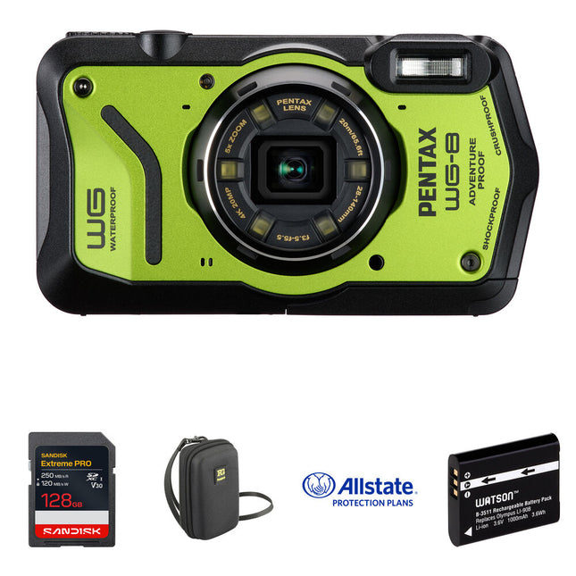 Ricoh PENTAX WG-8 Cámara Digital 20MP 5x Zoom con Kit Protección Verde
