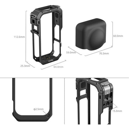 SmallRig Jaula de Aluminio para Cámara Insta360 X6 con Soporte y Funda de Silicona