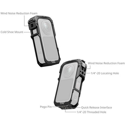 SmallRig Jaula de Aluminio para Cámara Insta360 X6 con Soporte y Funda de Silicona