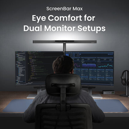 BenQ ScreenBar Max Lámpara de Escritorio para Doble Monitor 33" con Sensor y Brillo Ajustable