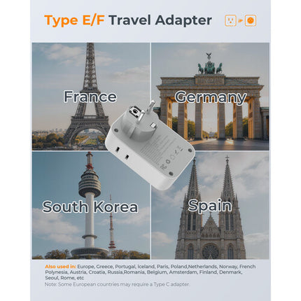 Tessan Adaptador de Viaje US a DE 2-Pack 20W USB-C PD Compacto
