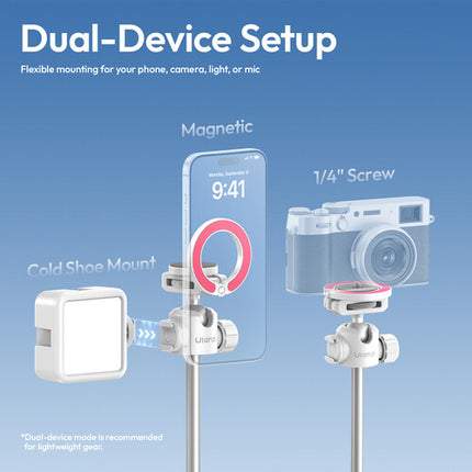 Ulanzi MT-44M Palo Selfie y Quadpod 2 en 1 Blanco 1/4"-20 4.8' Extensible