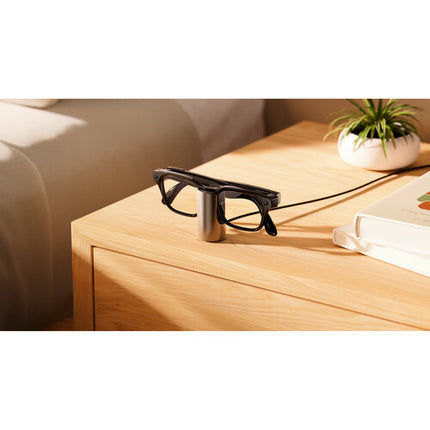Soporte de carga para Meta Glasses con exterior acero inoxidable y base de silicona
