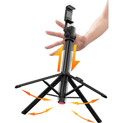 Ulanzi Auto-Open Selfie Stick Quadpod con Clamp para Teléfono 5.9' Extensible Bluetooth Remoto