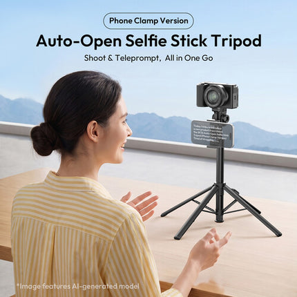 Ulanzi Auto-Open Selfie Stick Quadpod con Clamp para Teléfono 5.9' Extensible Bluetooth Remoto