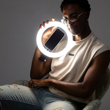 KraftGeek GlowRing Luz Anillo LED Portátil 10" con Trípode Ajustable 26-76
