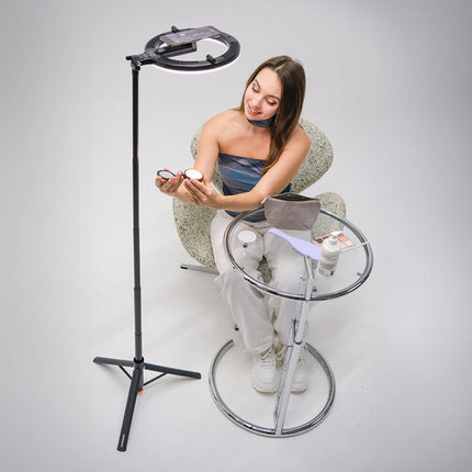 KraftGeek GlowRing Luz Anillo LED Portátil 10" con Trípode Ajustable 26-76